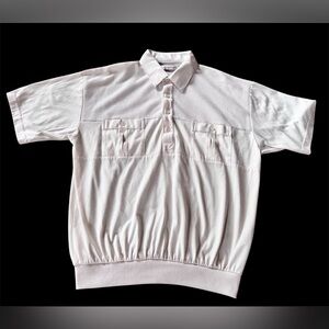 Vintage 80s Sedgefield Cream Color Banded Polo T Shirt Men Size Large